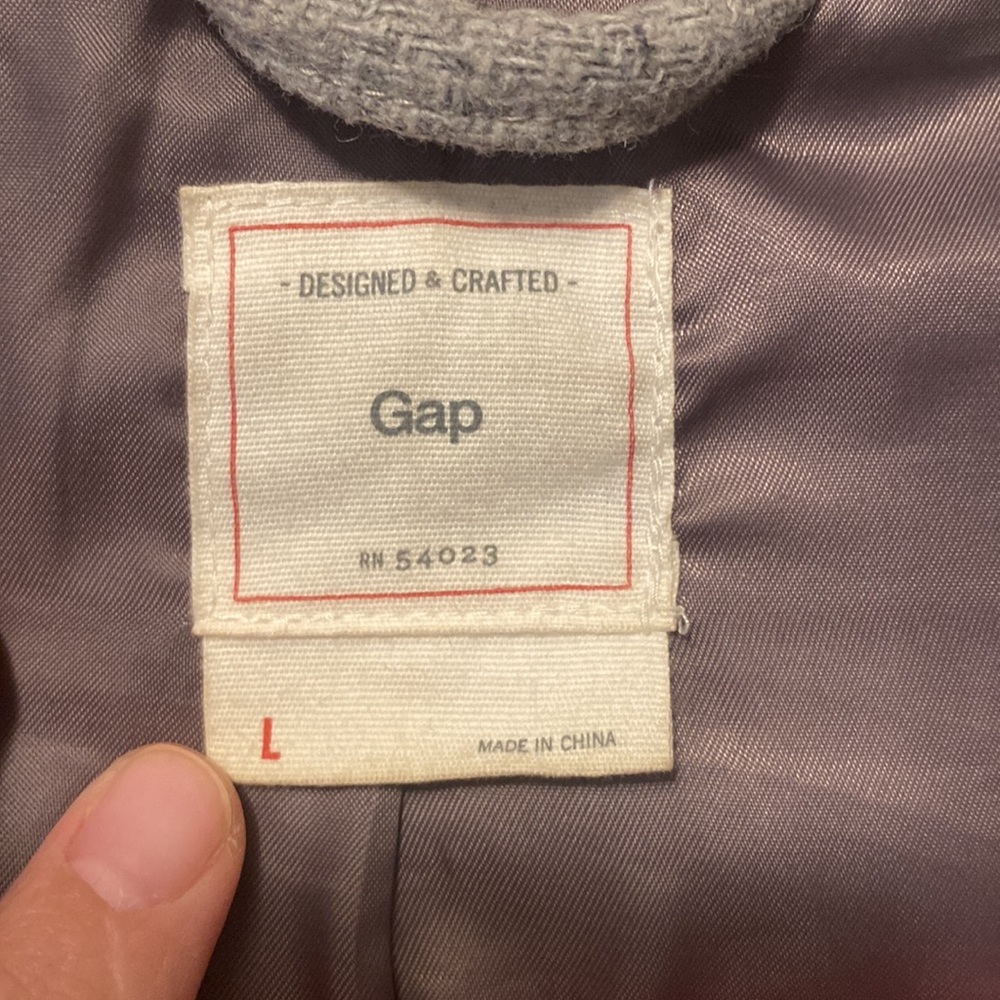 Gap gray hooded wool coat with toggles - Picture 3 of 6